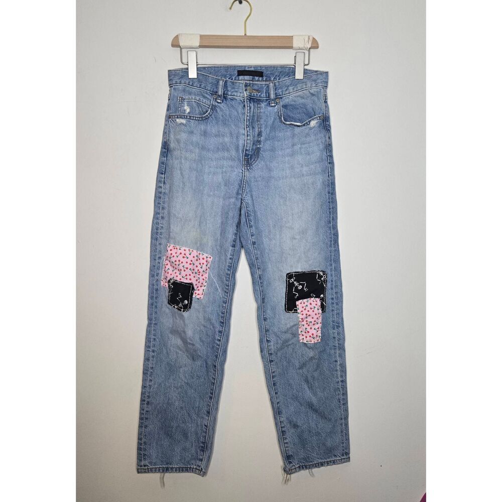 Uniqlo Customized Jeans Size 26 Patches Stitching Denim Upcycled